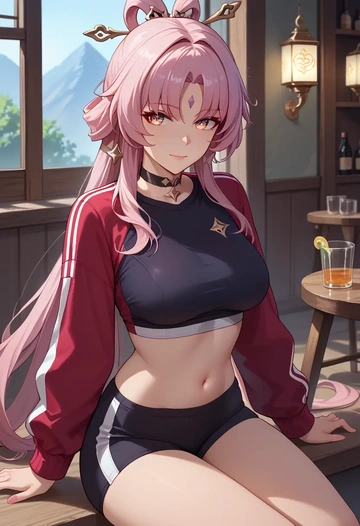 star rail,fu xuan,athletic,track suit  - AI generated anime art